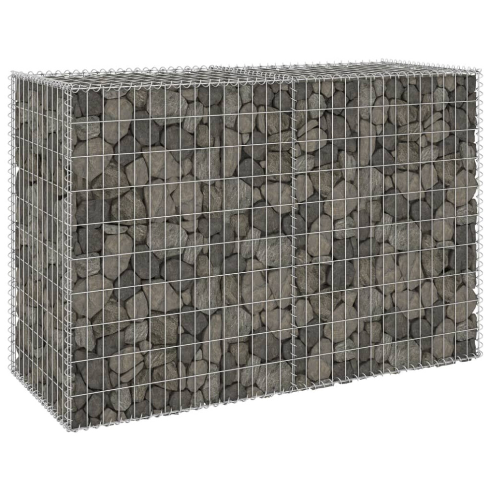 vidaXL Gabion Wall with Covers Galvanised Steel 150 cm Stone Barrier Outdoor