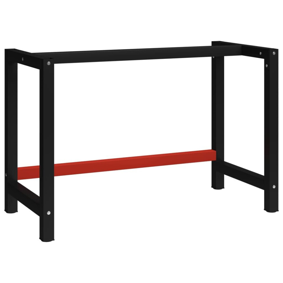 vidaXL Work Bench Frame Metal 120x57x79 cm Black and Red Heavy Duty Furniture