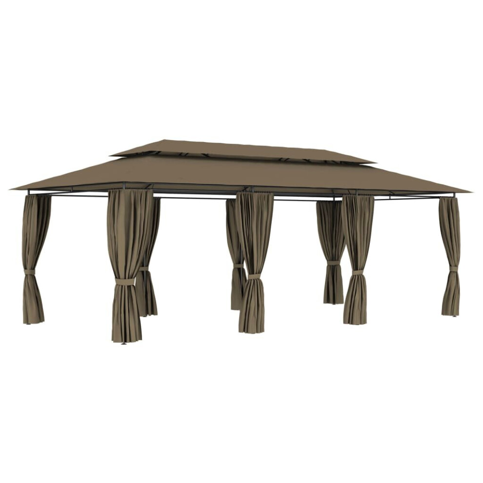 Vidaxl Gazebo With Curtains Taupe 180 G/M² Patio Canopy Shelter Party Tent