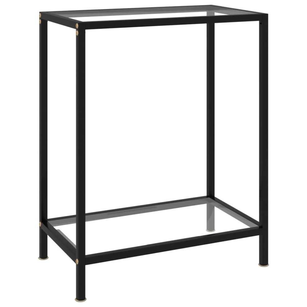 Vidaxl Console Table Transparent Tempered Glass Accent End Side Coffee Table Black