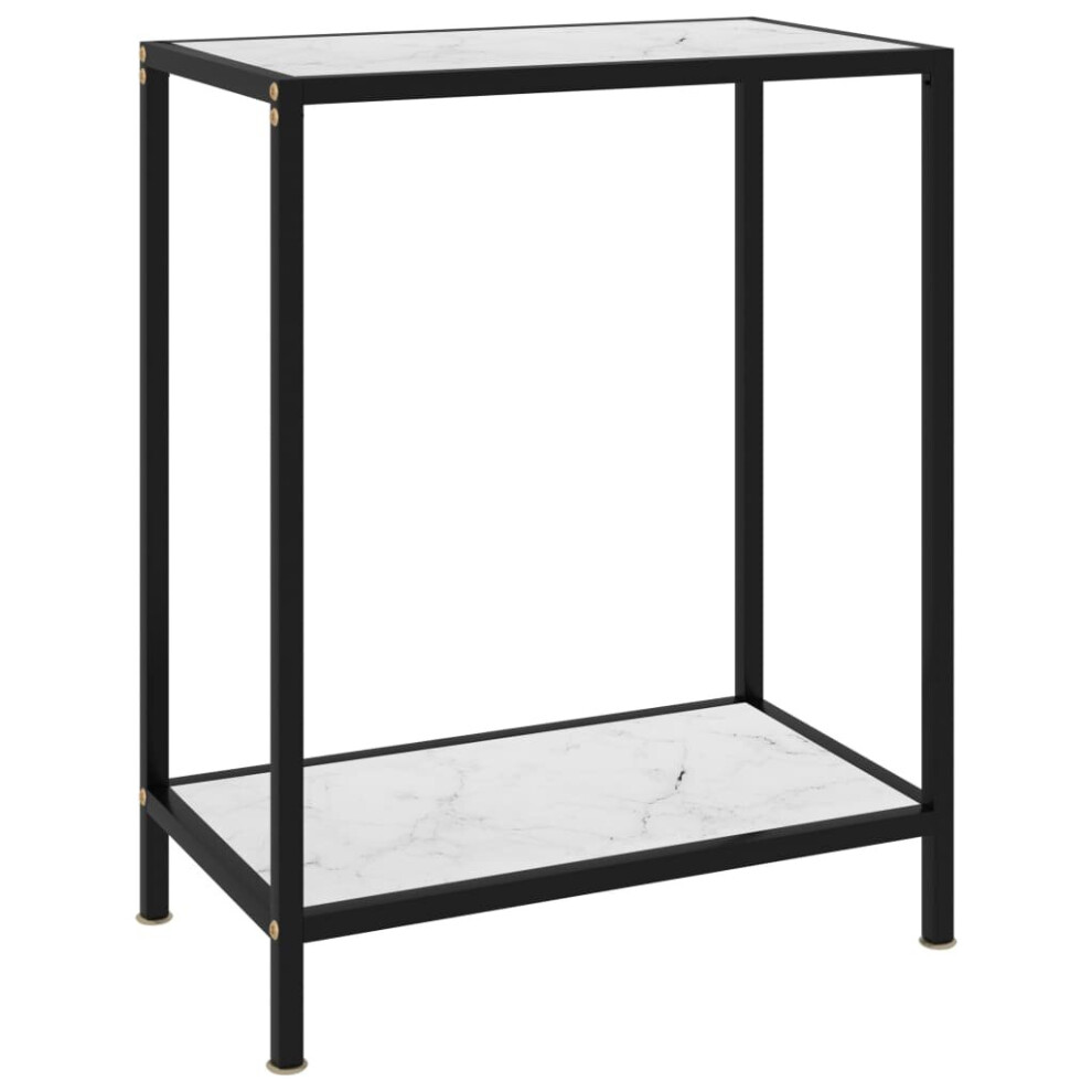 vidaXL Console Table White Tempered Glass Accent End Side Coffee Hall Table