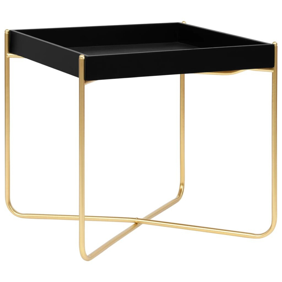 vidaXL Side Table Black and Gold MDF Accent End Couch Sofa Tea Coffee Table