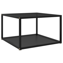 vidaXL Tea Table Black 60 cm Tempered Glass Accent Coffee Couch Console Table