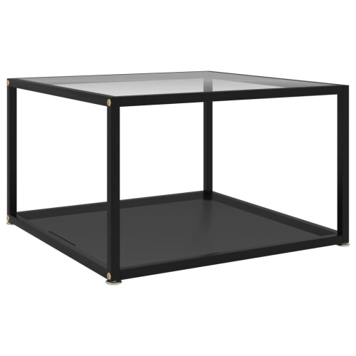VidaXL vidaXL Tea Table Transparent and Black 60 cm Tempered Glass Side Coffee Table