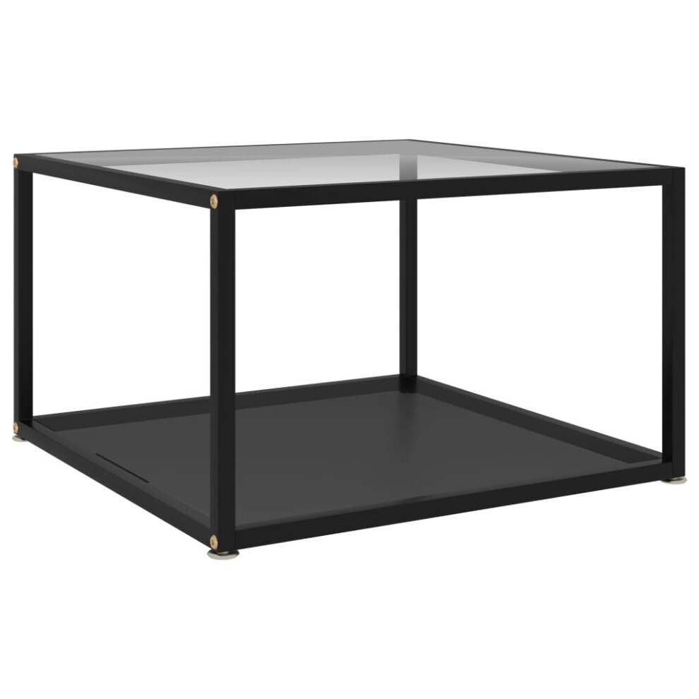 Vidaxl Tea Table Transparent And Black 60 Cm Tempered Glass Side Coffee Table