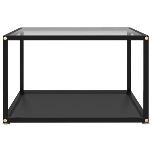 VidaXL vidaXL Tea Table Transparent and Black 60 cm Tempered Glass Side Coffee Table 1