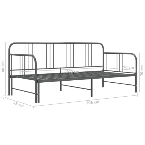 VidaXL vidaXL Pull-out Sofa Bed Frame Grey Metal 90x200cm Bedroom Guest Day Bed Base 1