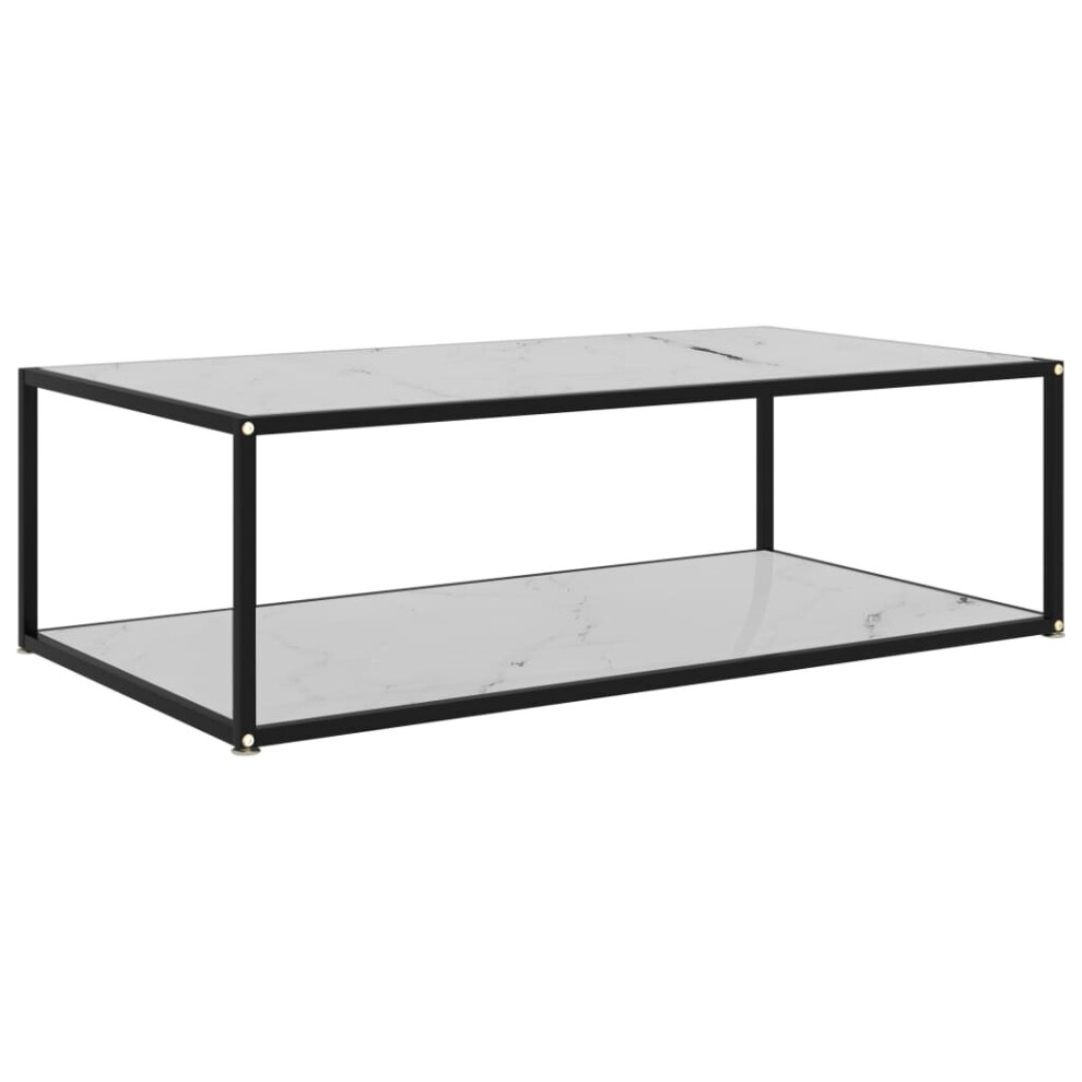 vidaXL Tea Table White 120 cm Tempered Glass Accent Coffee Couch Console Table