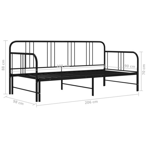VidaXL vidaXL Pull-out Sofa Bed Frame Black Metal 90x200 cm Day Bed Base Bedstead 1