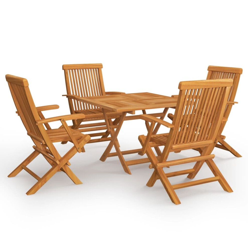 vidaXL Solid Teak Wood Garden Dining Set 5 Piece Patio Outdoor Furniture Set