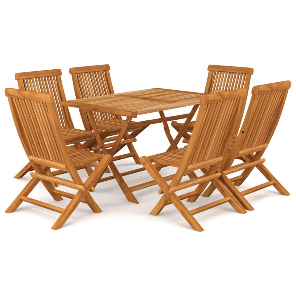 Vidaxl Solid Teak Wood Garden Dining Set 7 Piece Table And Chair Furniture
