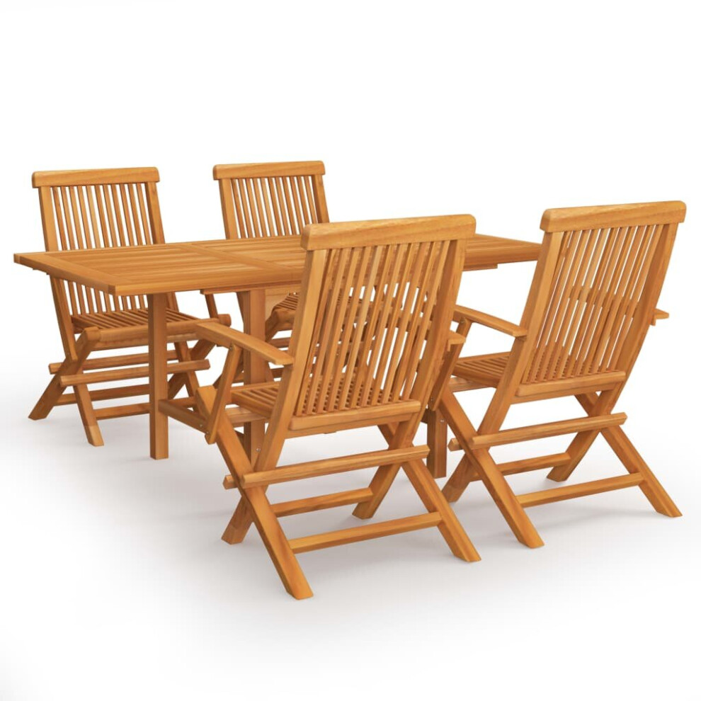 vidaXL Solid Teak Wood Garden Dining Set 5 Piece Furniture Table and Chair