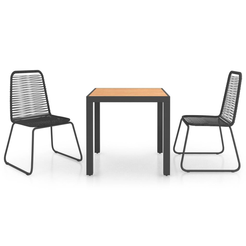 vidaXL Garden Dining Set 3 Piece PVC Rattan Black and Brown Outdoor Furniture