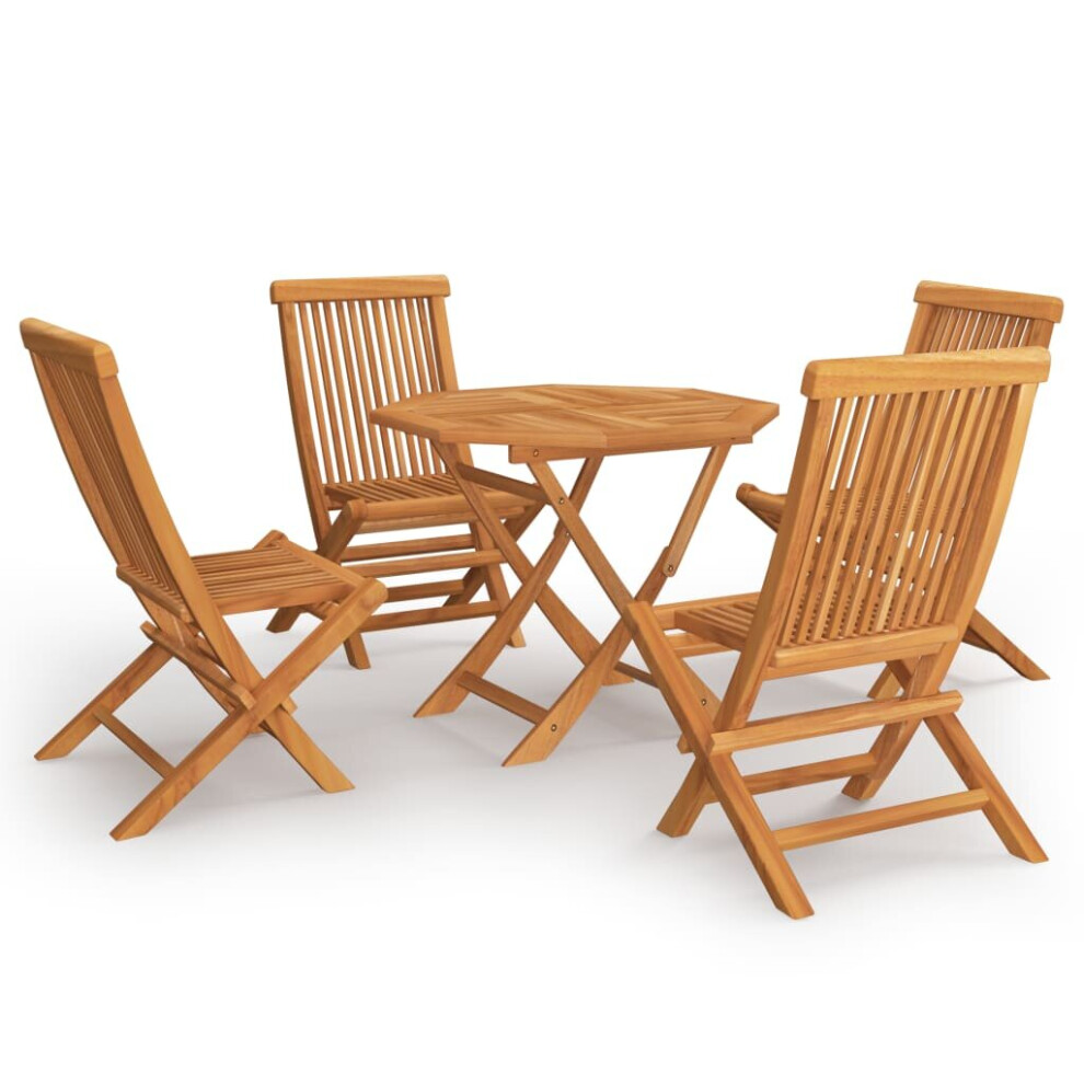 vidaXL Solid Teak Wood Garden Dining Set 5 Piece Patio Outdoor Furniture Set
