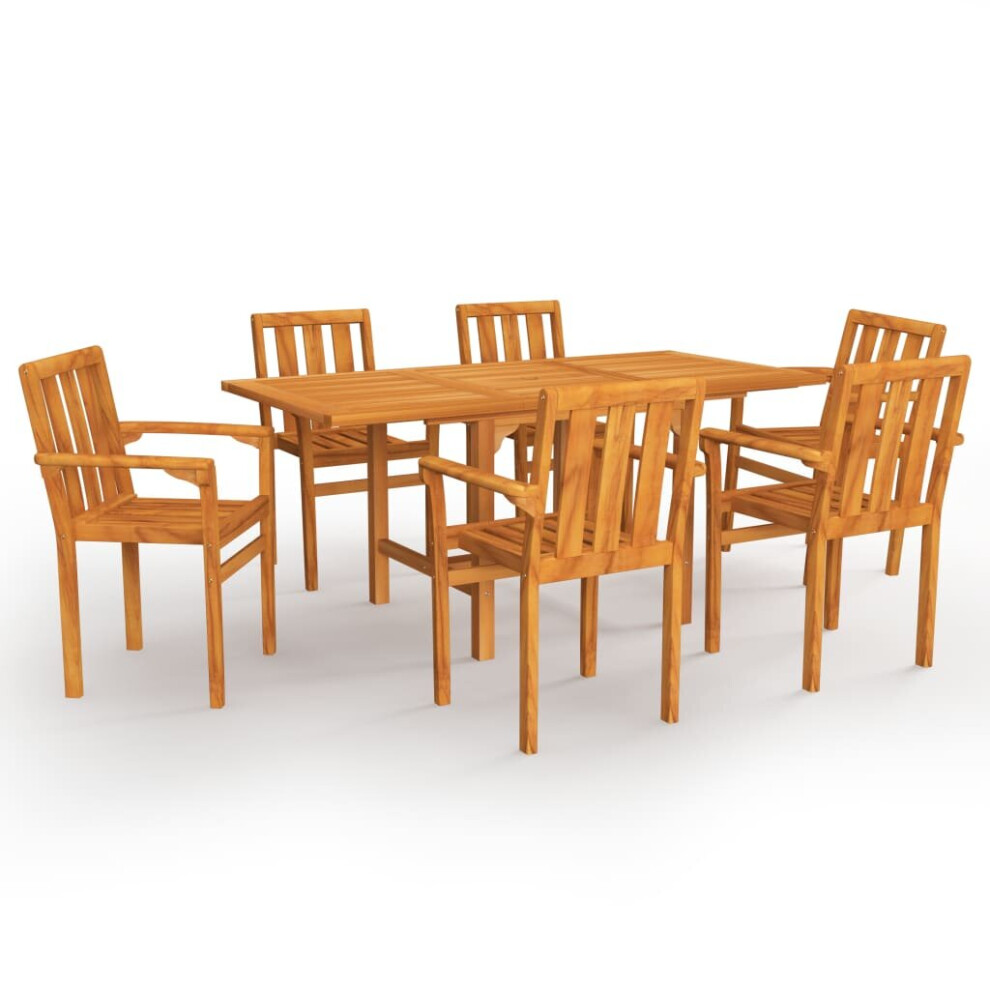 vidaXL Solid Teak Wood Garden Dining Set 7 Piece Furniture Table and Chair