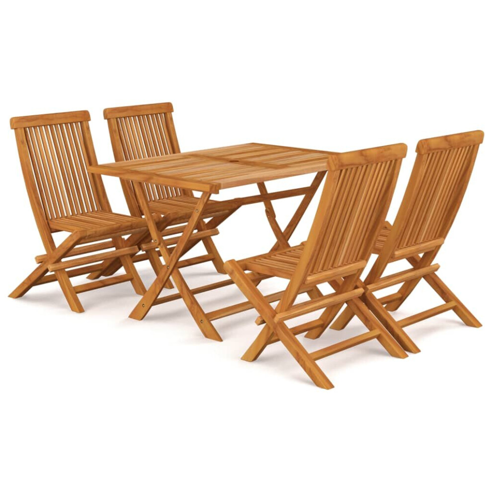 Vidaxl Solid Teak Wood Garden Dining Set 5 Piece Table And Chair Furniture