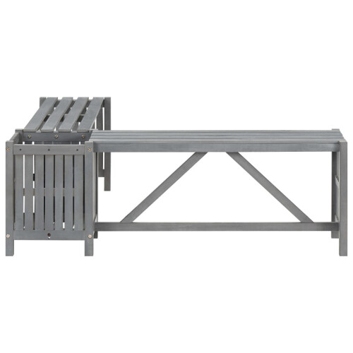VidaXL vidaXL Solid Acacia Wood Garden Corner Bench with Planter 117cm Grey Seating 2