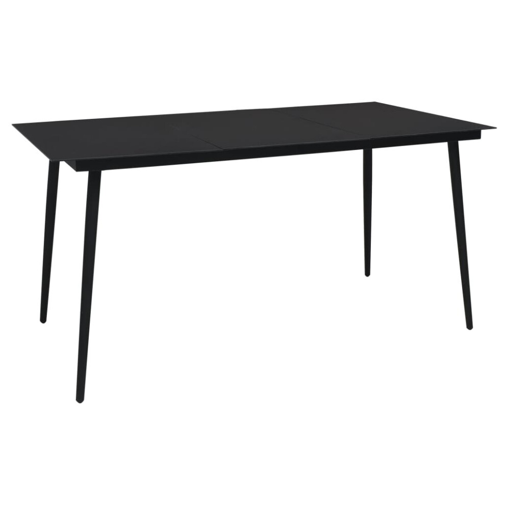 vidaXL Garden Dining Table Black 150cm Steel And Glass Outdoor Dinner Desk