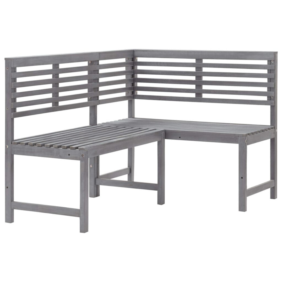 vidaXL Solid Acacia Wood Garden Corner Bench Grey Outdoor Balcony Lounge Chair