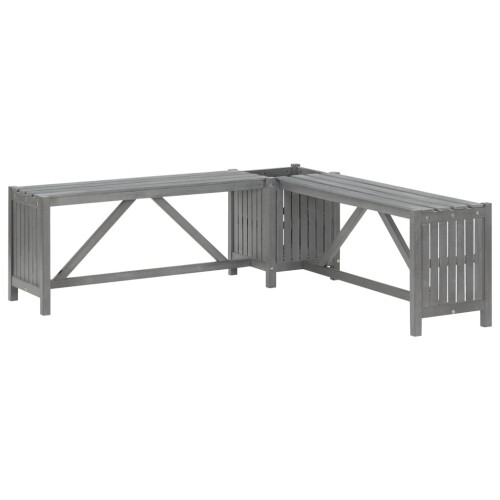 VidaXL vidaXL Solid Acacia Wood Garden Corner Bench with Planter 117cm Grey Seating