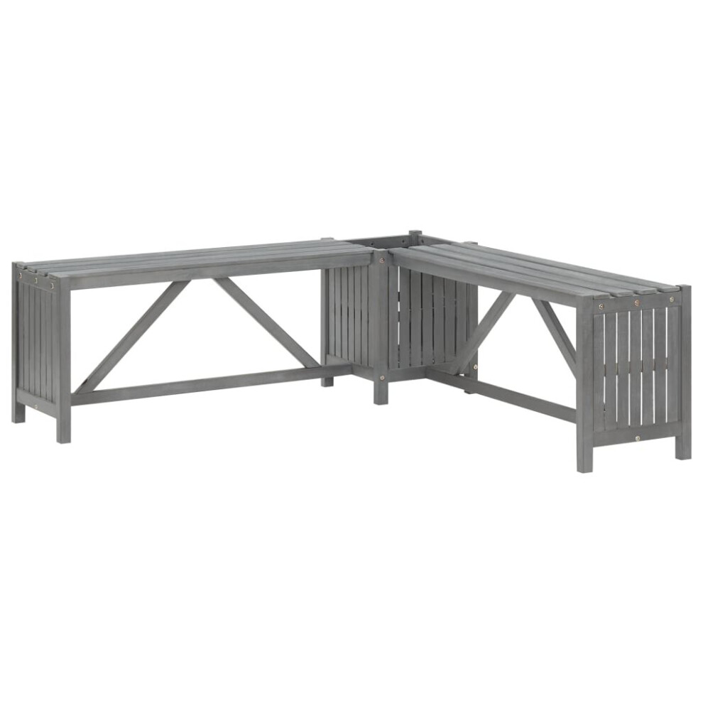 Vidaxl Solid Acacia Wood Garden Corner Bench With Planter 117Cm Seating Grey