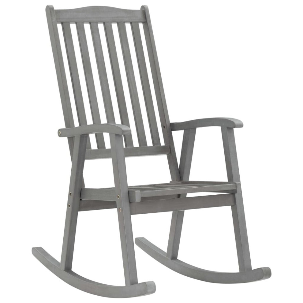 vidaXL Solid Acacia Wood Rocking Chair Grey Garden Wooden Rocker Lounge Seat