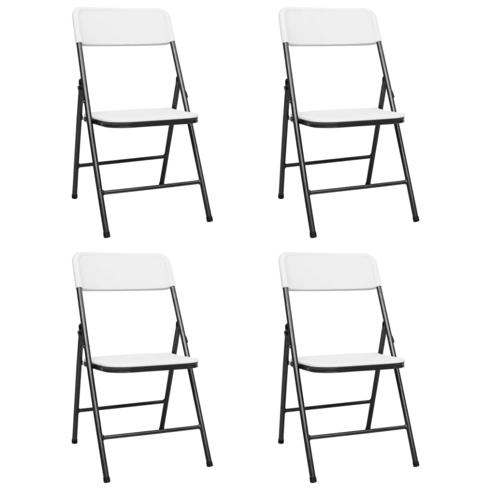 vidaXL 4x Folding Garden Chairs HDPE White Outdoor Seating Camping Picnic Seat
