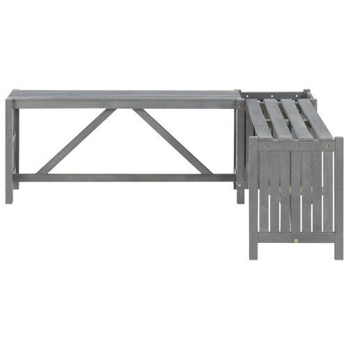 VidaXL vidaXL Solid Acacia Wood Garden Corner Bench with Planter 117cm Grey Seating 1
