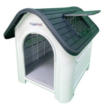 (Grey) HugglePets Plastic Dog Kennel With Window