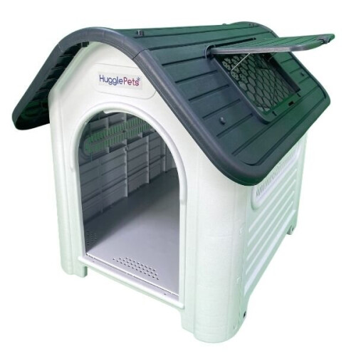 HugglePets (Grey) HugglePets Plastic Dog Kennel With Window