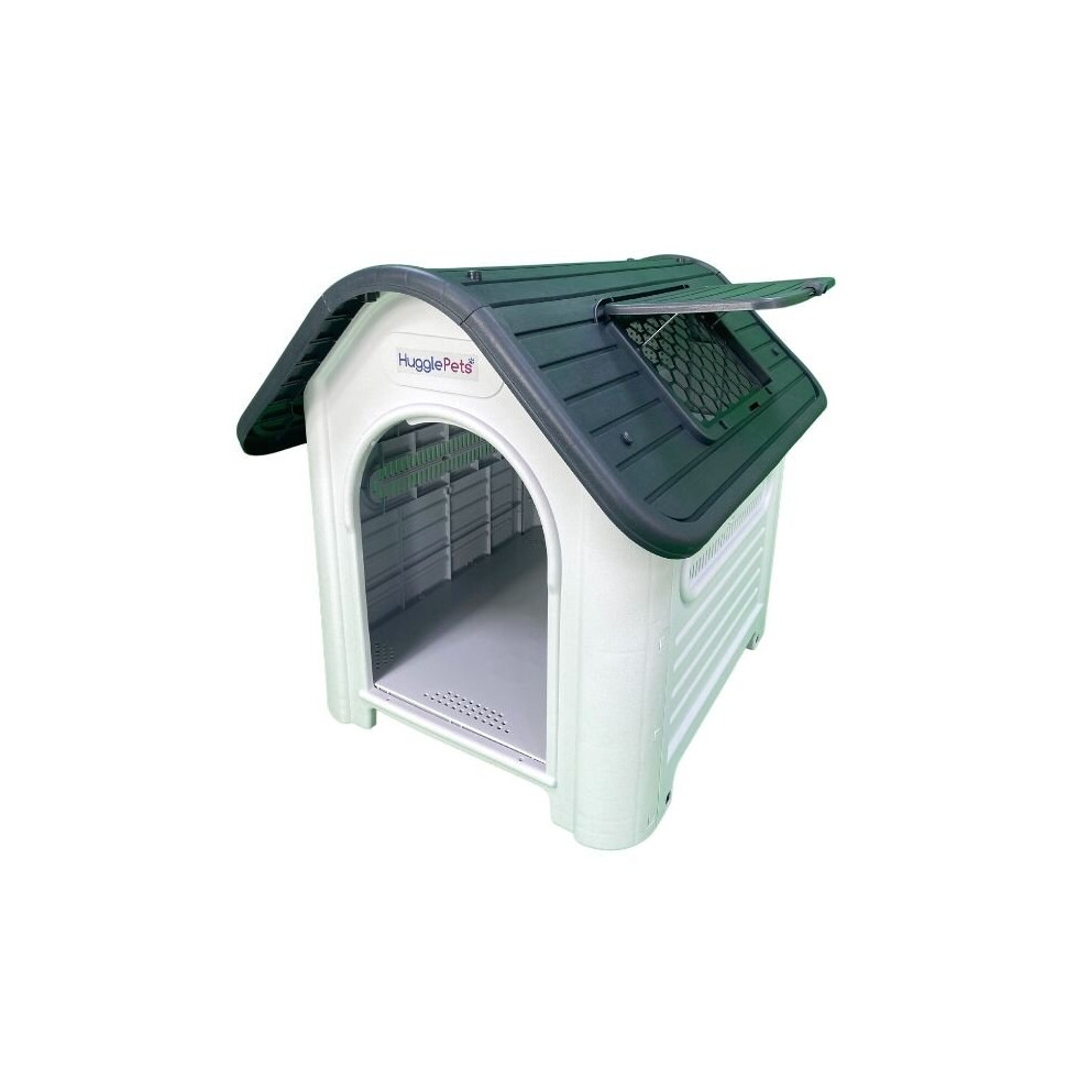 (Grey) HugglePets Plastic Dog Kennel With Window