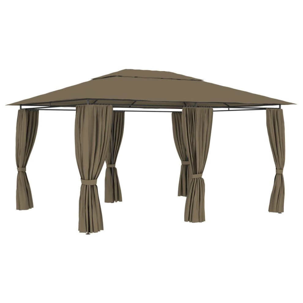 Vidaxl Garden Marquee With Curtains Taupe 180 G/M² Outdoor Gazebo Patio Canopy