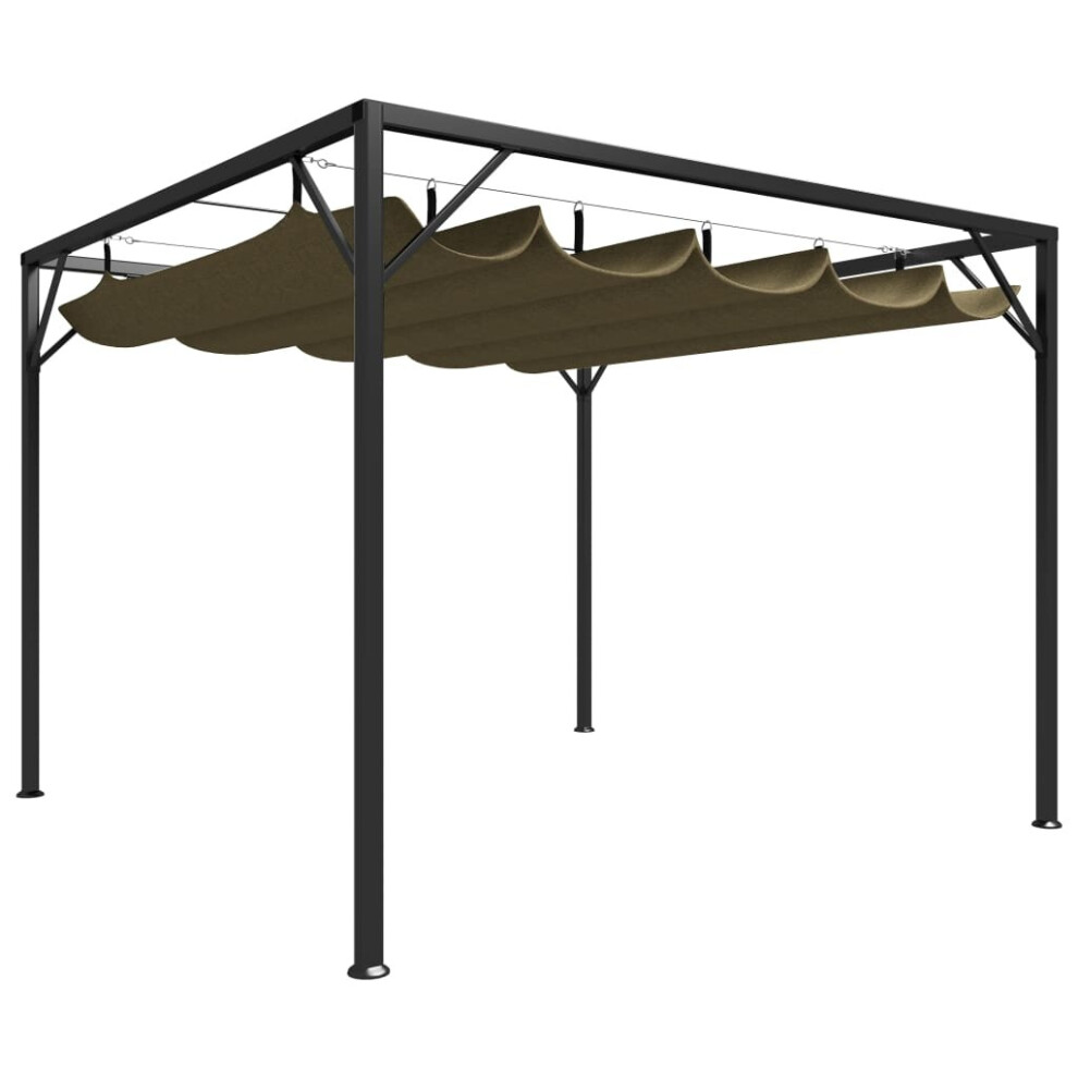 Vidaxl Garden Gazebo With Retractable Roof Taupe 180 G/M² Outdoor Marquee