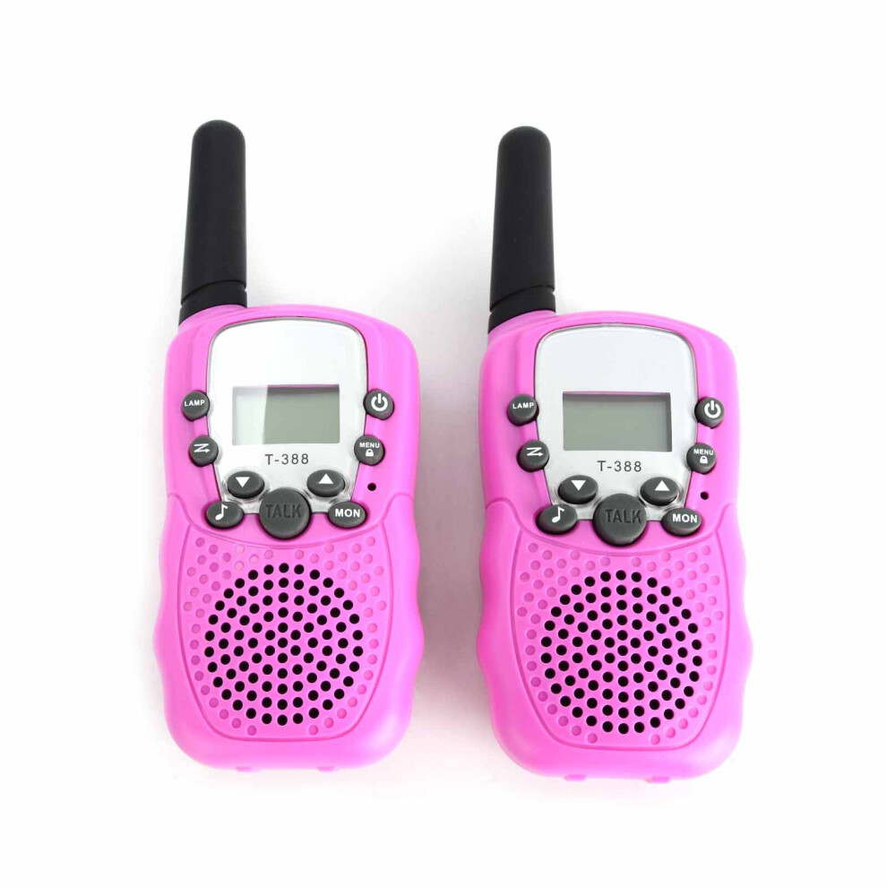 (Pink) 2 Pcs Children Walkie Talkies Kids Long Range Walky Talky UHF 446MHz 8 Channel