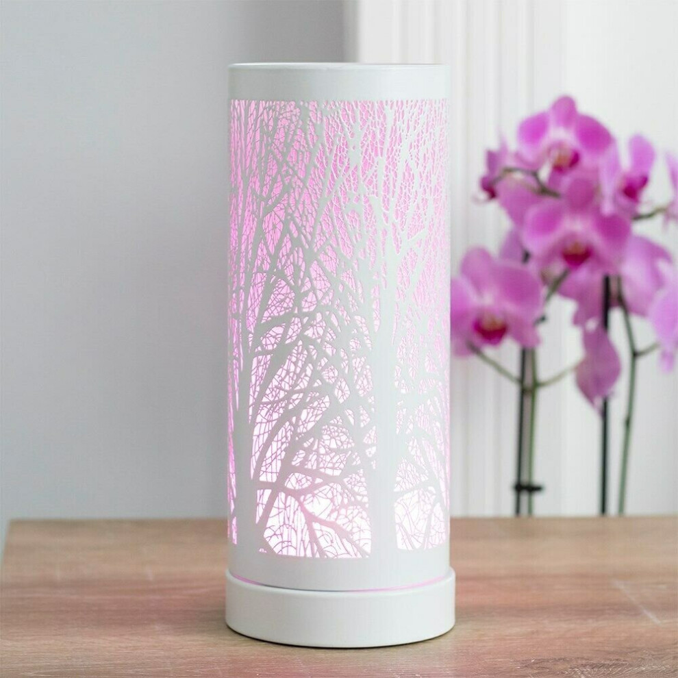 (White Tree) Aroma Lamp Tree Cylinder Electric Color Change Wax Burner