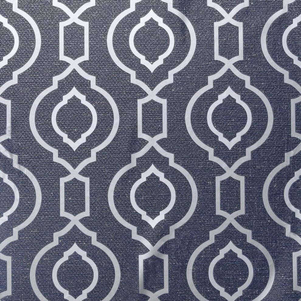 (921402 Navy Blue) Arthouse Calico Trellis Wallpaper Geometric Geo Textured Glitter Vinyl Metallic