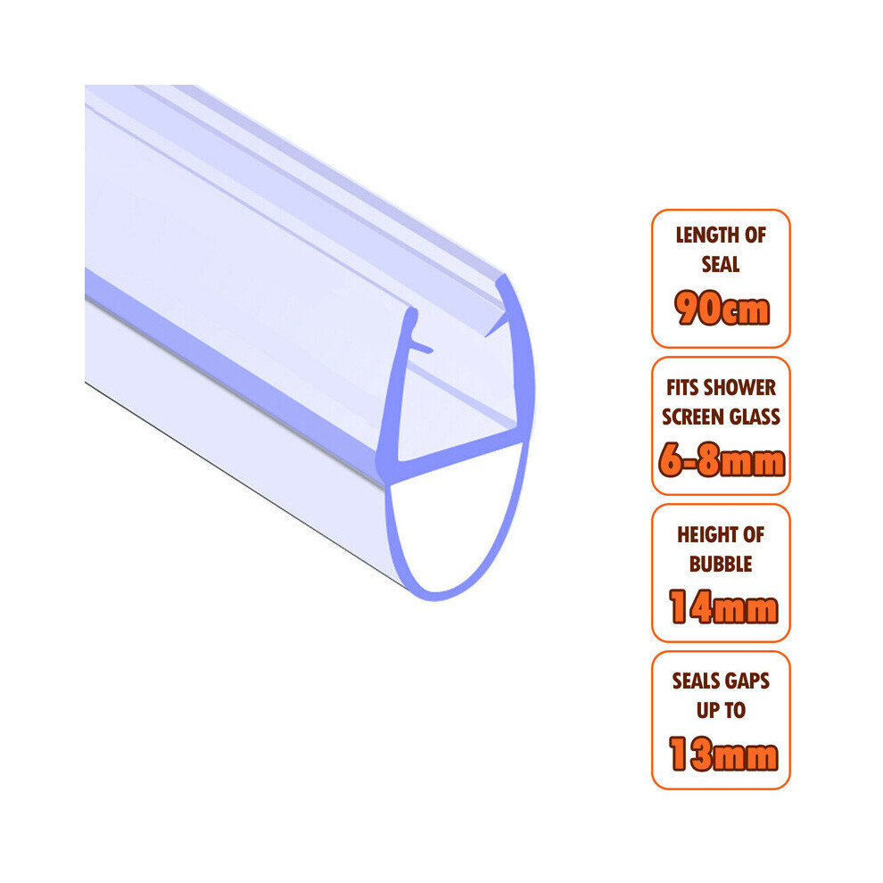 ECOSPA Bath Shower Screen Door Seal Strip 6-8mm Glass Gaps up to 13mm