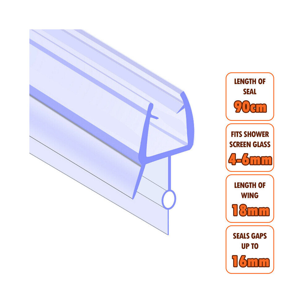 Ecospa Bath Shower Screen Door Seal Strip 4-6Mm Glass Gaps Up To 17Mm