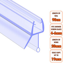 ECOSPA Bath Shower Screen Door Seal Strip 4-6mm Glass Gaps up to 19mm