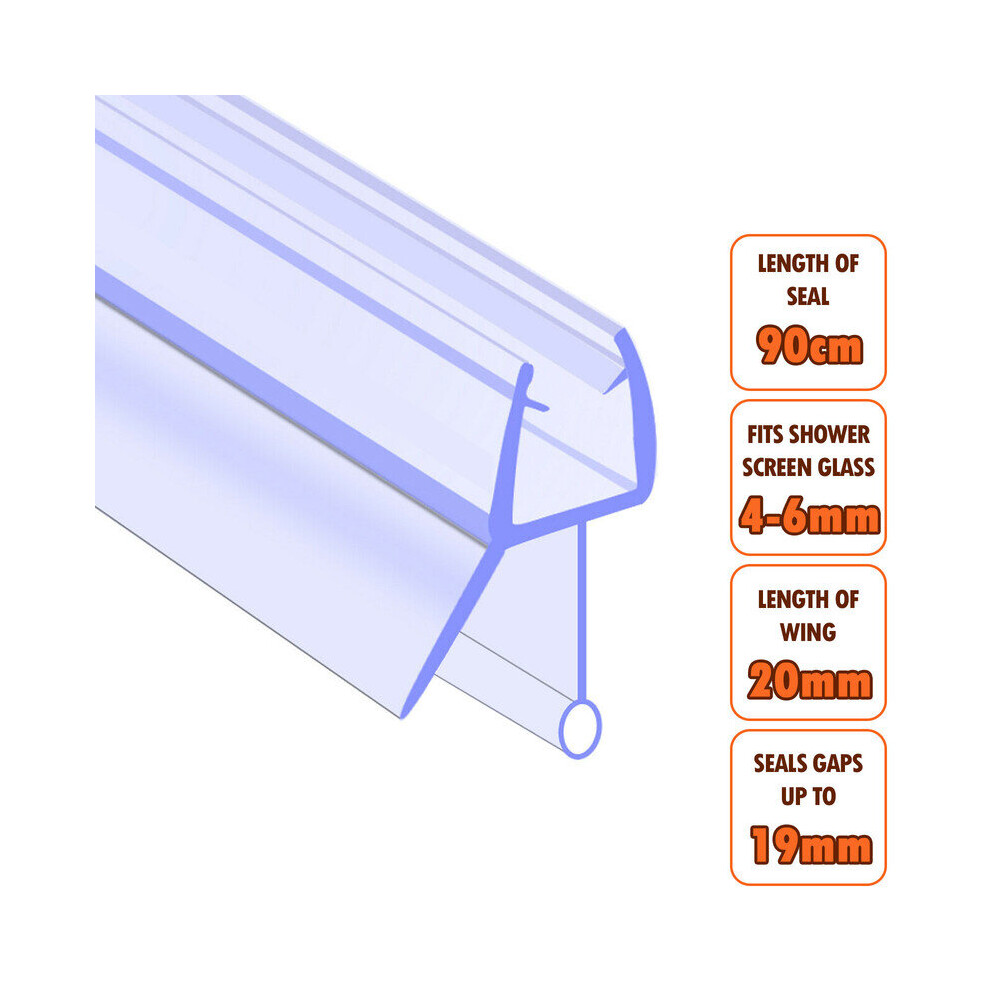 ECOSPA Bath Shower Screen Door Seal Strip 4-6mm Glass Gaps up to 19mm