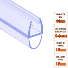 ECOSPA Bath Shower Screen Door Seal Strip 4-6mm Glass Gaps up to 13mm