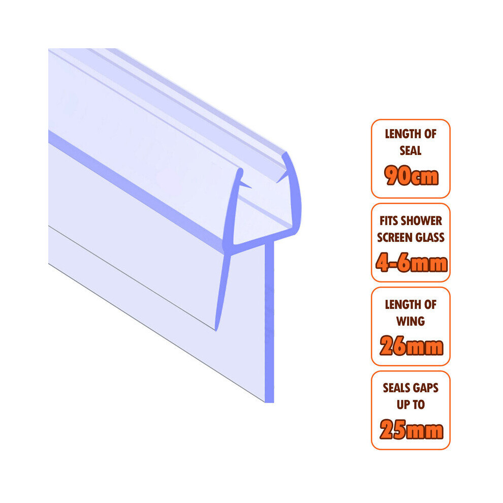 ECOSPA Bath Shower Screen Door Seal Strip 4-6mm Glass Gaps up to 25mm