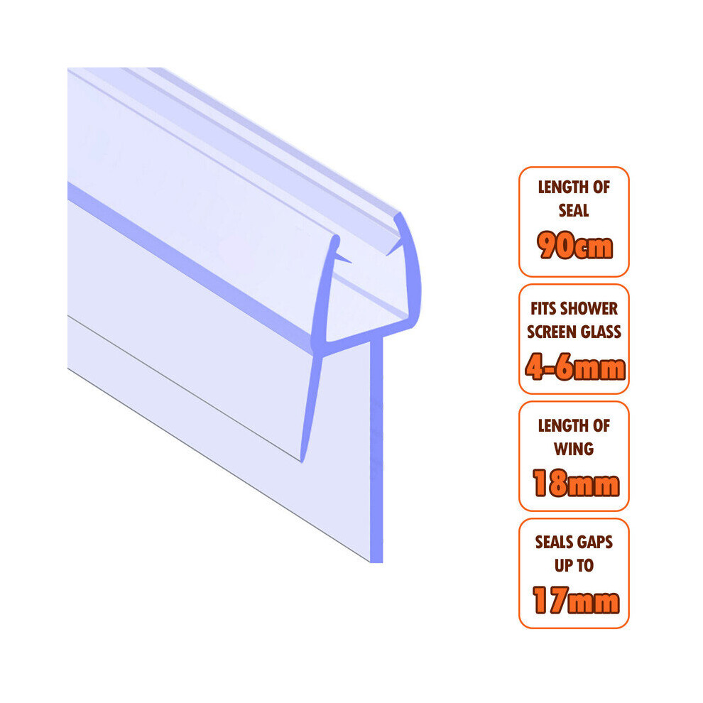 Ecospa Bath Shower Screen Door Seal Strip 4-6Mm Glass Gaps Up To 17Mm