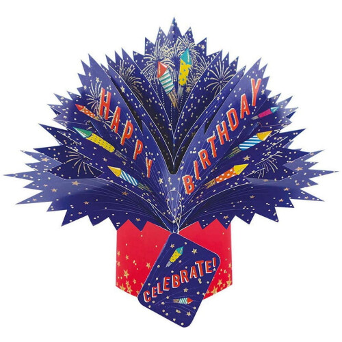 3D Pop Up Fireworks Birthday Card Special Greeting Keepsake