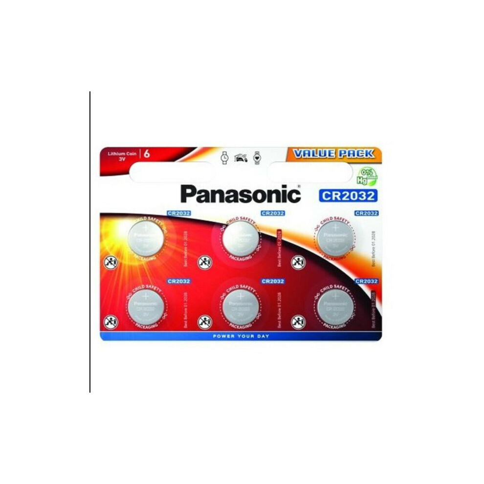 6 Panasonic CR2032 Lithium Coin Cell 2032 3V Battery Car Key Fobs Toys Remote