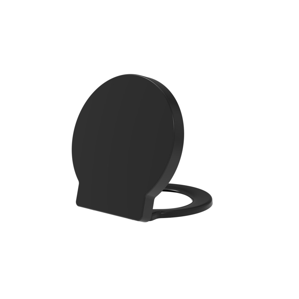 Euroshowers (Black) Round Soft Close Toilet Seat 400 X 420 Quick Release - Top Or Bottom Fix Black