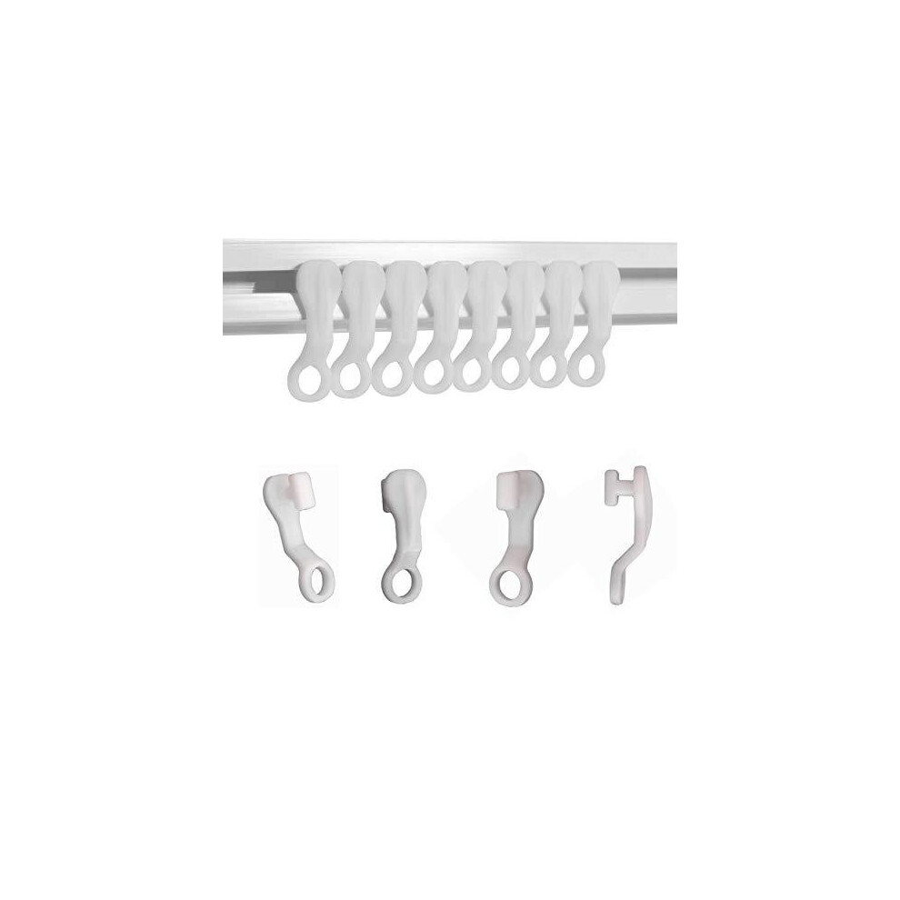 Curtain Glider Hooks White Plastic Curtain Hook, Pack of 50