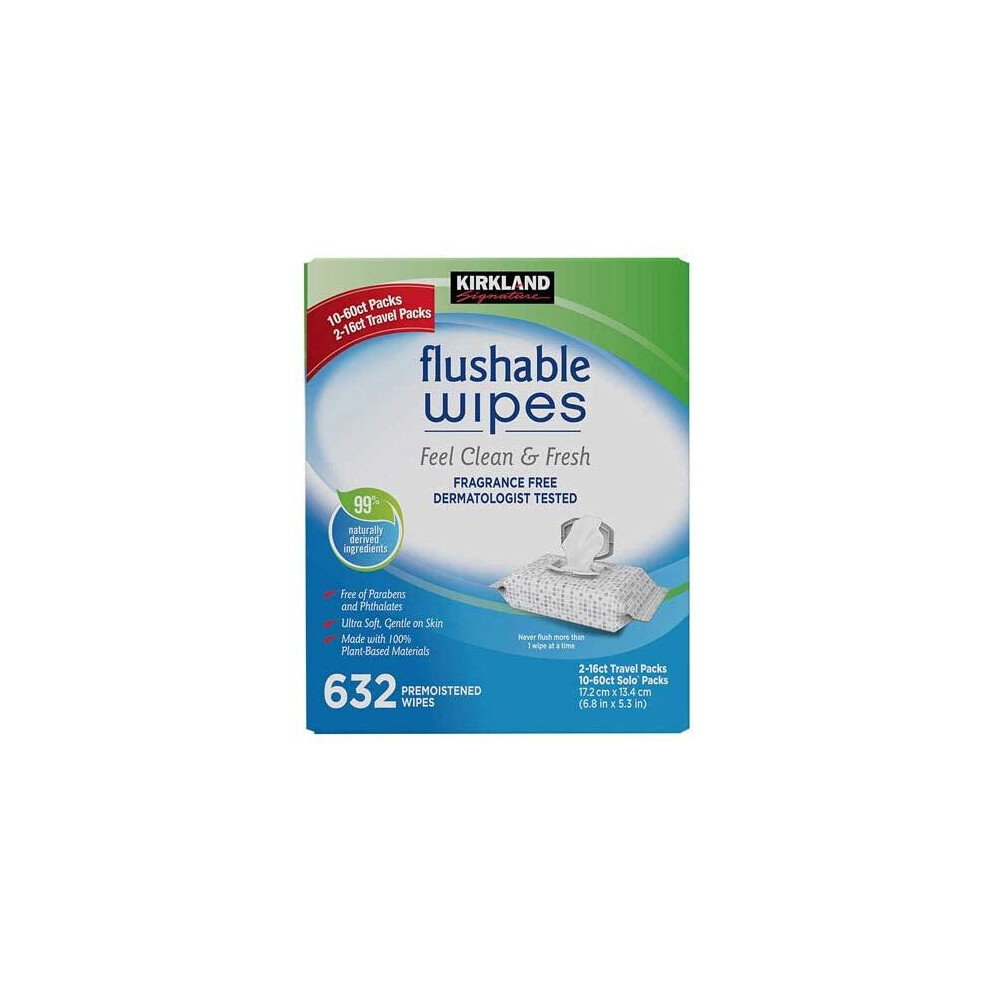 Kirkland Signature Moist Flushable Wipes 632 Count Fast