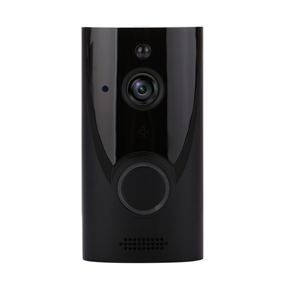 (Black+Battery) Smart Video Doorbell WiFi Wireless Intercom Door Ring Bell Security Camera 1080P