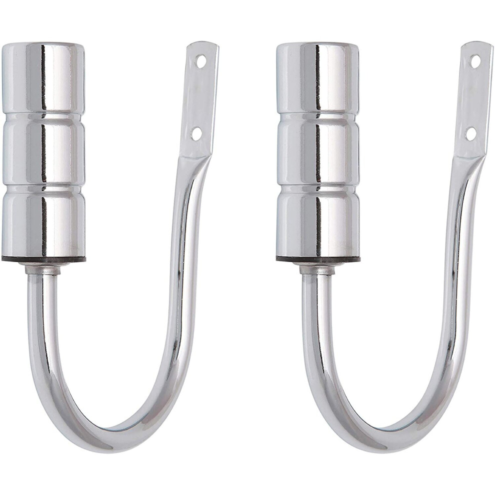 (Nickel, Holdbacks) A.Unique Home Plain Barrel Metal Extendable Curtain Pole with Rings and Fittings, In a Variety of Colours and Sizes (25/28mm)